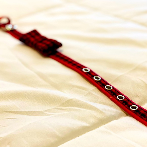 Small Dog Collar - Plaid Bow Tie - Picture 3 of 6